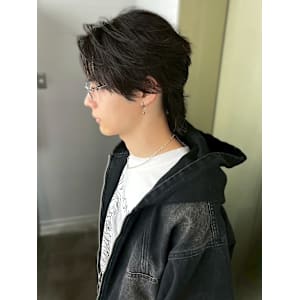 ウルフカット センターパート ウルフショート メンズカット