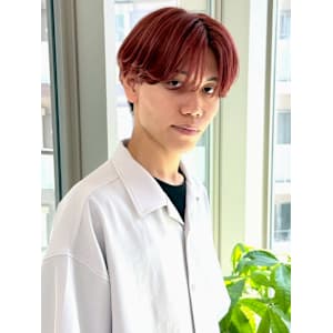 センターパート マッシュショート レッドカラー ブリーチ - Men's salon SEPT. 博多【メンズサロン セプト ハカタ】掲載中