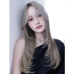 ロングレイヤー/シャギー/カーキベージュ