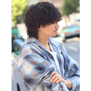 波巻きパーマ　波巻きスパイラル　メンズパーマ　マッシュウルフ