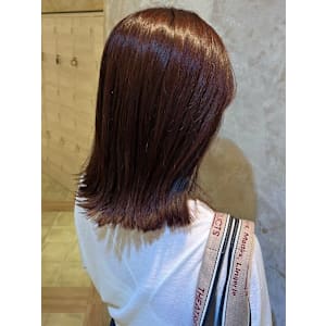 ラベンダーブラウン 艶髪カラー ブリーチなし ミディアム