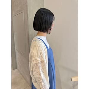 切りっぱなしボブ大人ボブ艶髪ダークグレージュ縮毛矯正