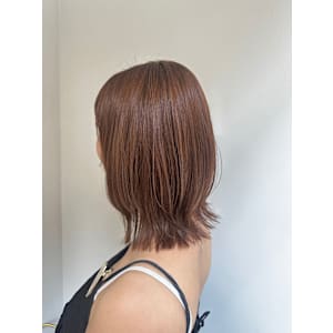 オレンジベージュ×くびれボブ