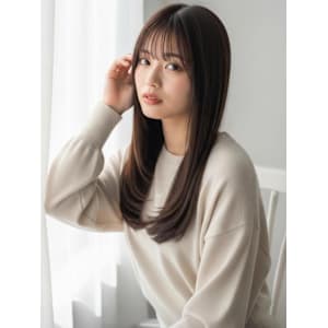 ローレイヤーカット 20代 ブラウンベージュ 前髪カット