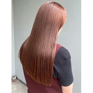 ハイトーン ピンクベージュ 艶ストレート ダブルカラー