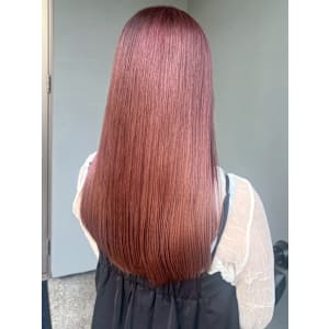 ピンクベージュ ハイトーン ロング ダメージレスカラー