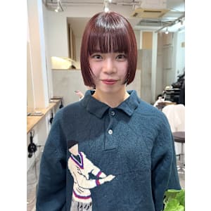 ミニボブ/ブリーチなしダブルカラー/暖色カラー◎