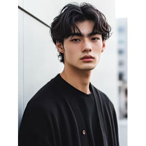 前髪パーマ 韓国センターパート ウルフカット20代 30代 - 全室完全個室Men's hair salon STELLA【メンズヘアーサロンステラ】掲載中