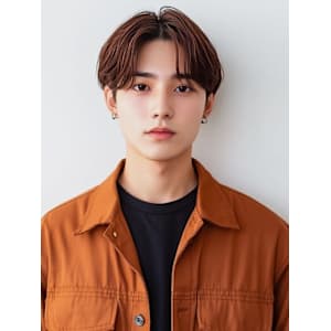 センターパート マッシュ ベージュカラー カルマパーマ