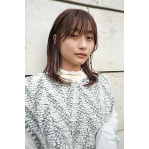 くびれミディ/透けバング/柔らかラベンダーブラウン