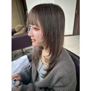 【ふみ】ロングレイヤー/外国人風/シルバーグレー/グレージュ