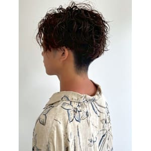 ニュアンスパーマ 刈り上げ マッシュ ブラウンカラー 20代