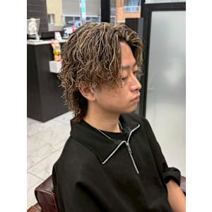 センターパート　ツイスパ　メッシュ　ウルフ　