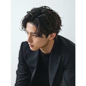 Men'sセンターパート　韓国　ビジネス パーマ