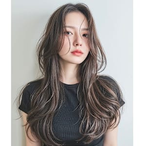 アディクシーカラーハイライトダブルカラーレイヤーカット韓国