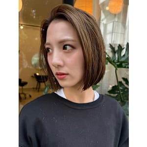 #切りっぱなしボブ #前下りボブ #透明感カラー #白髪染め