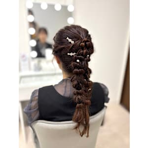 高めポニー編みおろし