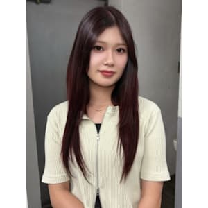 カシスラベンダー ストレート プルエクステ レイヤーカット