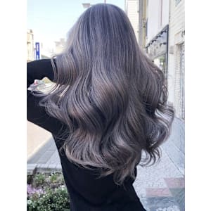 シルバーラベンダー ブリーチ プルエクステ 透明感カラー