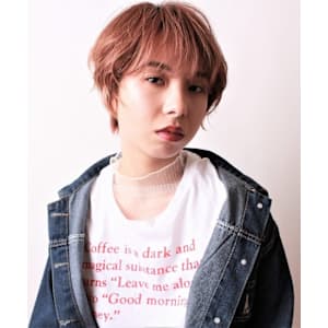 オレンジベージュカラーショートスタイル