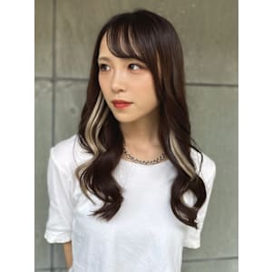 インナーカラー プルエクステ 顔周りカット ブロンドベージュ