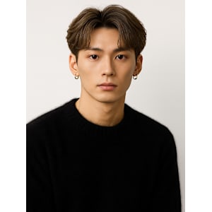 アッシュベージュ センターパート 韓国パーマ フェザーパーマ