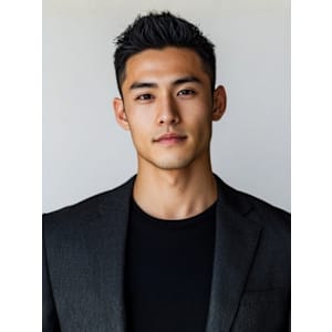 アップバング ビジネスヘア 30代 刈り上げ 眉毛カット