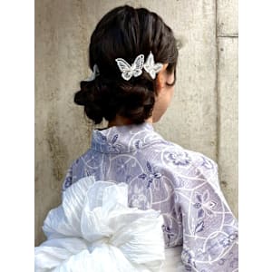 浴衣 ヘアセット ツインお団子 アップヘア イベントヘア