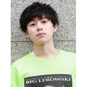 ツーブロックマッシュ メンズショート アッシュブラック