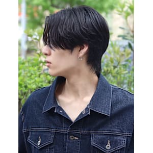 ニュアンスパーマ　毛流れ　センターパート