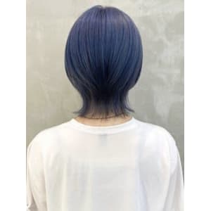 【ショートウルフ】ブルーカラー ハイトーン ブリーチ