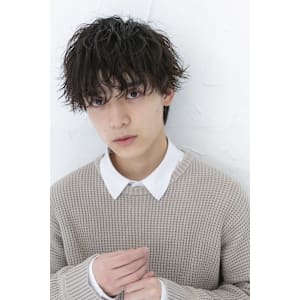 メンズカットスパイラルパーマブルーブラック所沢