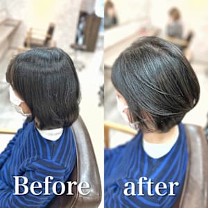 白髪ぼかし(ボブ)白髪キレイにマイナス10歳