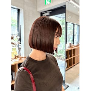 暖色カラー/ボブ/切りっぱなし