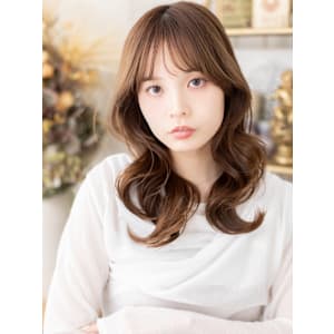 大人かわいい波巻きカールグラマラスロング　オリーブグリーン