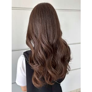 マロンベージュ 艶カラー 巻き髪ロング 髪質改善 グレージュ