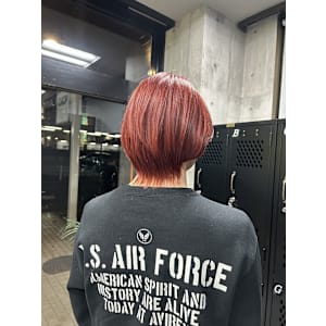 ☆メンズマッシュウルフカット　ダブルカラーレッド