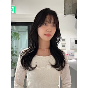 レイヤーカットヘーゼルブラウン韓国ヘくびれヘア前髪顔周り艶髪