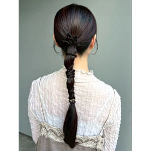 ヘアセット ローポニー 結婚式アレンジ ロングヘア 20代
