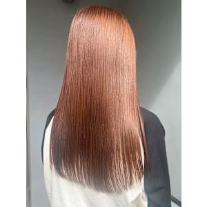 ハイトーンロング オレンジベージュ 艶髪カラー 20代