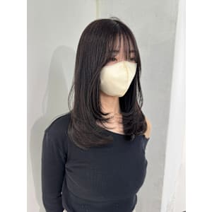 レイヤーカットミディアムレイヤーラベンダーグレージュ