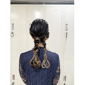 編みおろし/お呼ばれヘア/ふわふわアレンジ