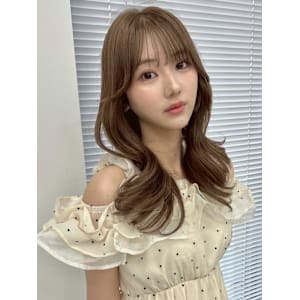 韓国風ヘア/顔周りレイヤー/ハニーベージュ