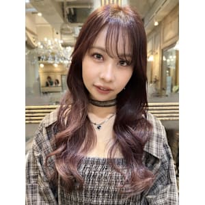 バーガンディ/ミディアムレイヤーカット/チョコレートブラウン