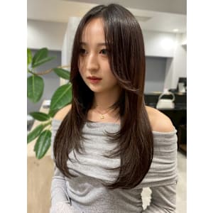 顔周りカット オリーブブラウン 髪質改善 レイヤーカット 