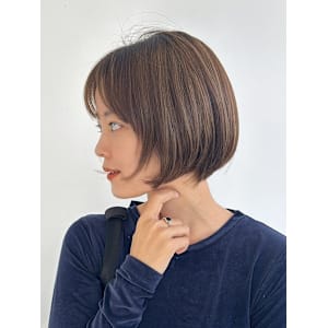 マロンベージュ 髪質改善 ショートボブ 艶髪 顔周りカット