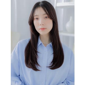 顔回りレイヤーカット小顔ストレートロング　チャコールグレー - mod's hair【モッズヘア】越谷/越谷西口店【モッズヘア コシガヤ コシガヤニシグチテン】掲載中