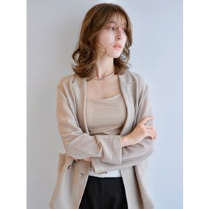 くびれミディ/レイヤーウェーブ/シースルーバング/ベージュブ