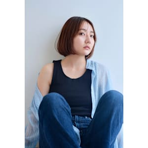 コンパクトボブ/内巻きボブ/シースルーバング/ナチュラルブラ