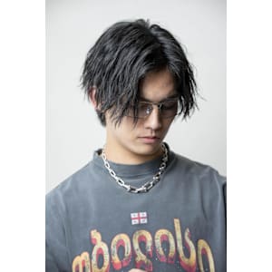 ウェイビーセンターパート×パーマ/メンズ